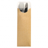 500 Bestecktaschen 23,5 cm x 7,3 cm natur inkl. weißer Serviette 40 x 40 cm 2-lag.