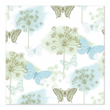 20 Servietten, 3-lagig 1/4-Falz 33 cm x 33 cm Aquarell Butterfly