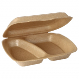 50 Menüboxen mit Klappdeckel, XPP 2-geteilt 7 cm x 20,5 cm x 24 cm beige