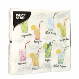 20 Servietten, 3-lagig 1/4-Falz 33 cm x 33 cm Cocktail