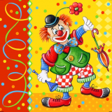20 Servietten, 3-lagig 1/4-Falz 33 cm x 33 cm Clown