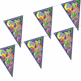 10 x  Wimpelkette, Folie 4 m Happy Birthday wetterfest
