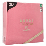 5 x  50 Servietten ROYAL Collection 1/4-Falz 40 cm x 40 cm rosa