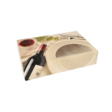 22 x  5 Transport- und Catering-Kartons 8 cm x 36 cm x 25 cm Burgund mit Sichtfenster, einteilig