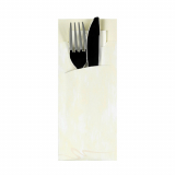 520 Bestecktaschen 20 cm x 8,5 cm creme inkl. weißer Serviette 33 x 33 cm 2-lag.