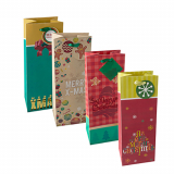10 x  Lacktragetasche, Flasche 36 cm x 13 cm x 10 cm Christmas sortiert