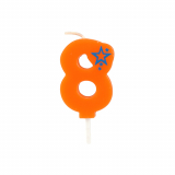 15 x  Zahlenkerze, Mini 6,8 cm orange 8