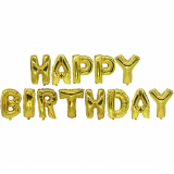 12 x  Folienluftballon-Set gold Happy Birthday