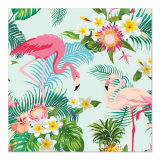10 x  20 Servietten, 3-lagig 1/4-Falz 33 cm x 33 cm Exotic Flamingos