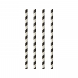 10 x  100 Trinkhalme, Papier Ø 6 mm · 20 cm schwarz/weiss Stripes