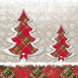 6 x  100 Servietten, 3-lagig 1/4-Falz 33 cm x 33 cm Chequers Tree