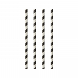 10 x  100 Trinkhalme, Papier Ø 6 mm · 24 cm schwarz/weiss Stripes