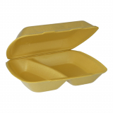 2 x  100 Menüboxen mit Klappdeckel, XPS 2-geteilt 7,5 cm x 24,3 cm x 20,8 cm gold