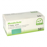10 x  50 Medi-Inn® Mundschutz Type II, 3-lagig 9 cm x 17,5 cm grün mit Nasenbügel