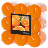 6 x  18 Flavour by GALA Duftlichte Ø 38 mm · 24 mm orange - Orange in Polycarbonathülle
